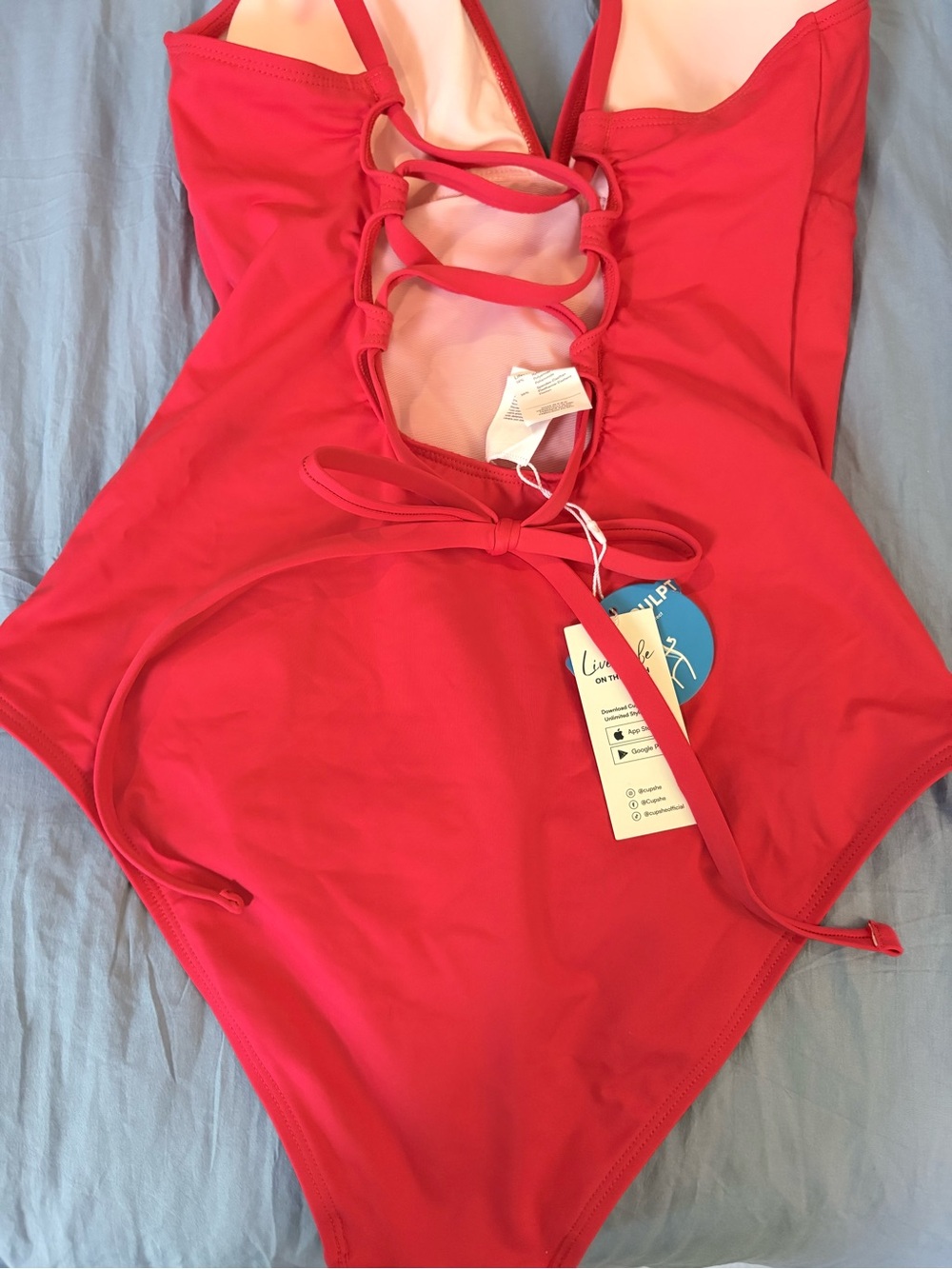 Women’s Cupshe red one piece bathing suit size medium new with tags